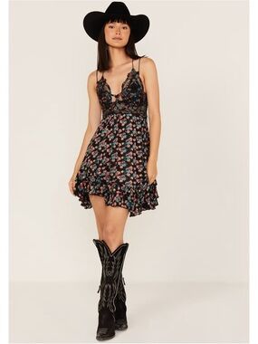 Free People Adella Floral Print Sleeveless Slip Mini Dress